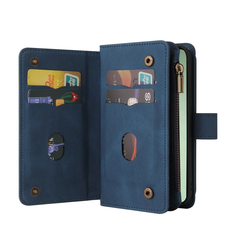 For Samsung Galaxy S24 FE 5G Skin Feel Multi Card Slots Zipper Wallet Leather Phone Case(Blue) - Galaxy S24 FE 5G Cases by PMC Jewellery | Online Shopping South Africa | PMC Jewellery | Buy Now Pay Later Mobicred