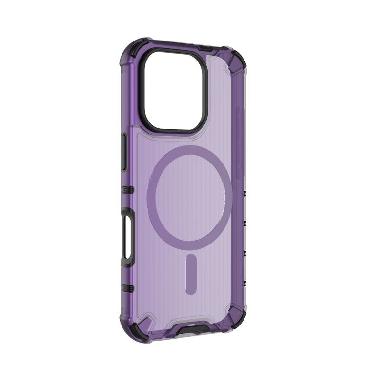 For iPhone 16 Pro Grating Airbag Shockproof MagSafe Frosted Phone Case(Purple) - iPhone 16 Pro Cases by PMC Jewellery | Online Shopping South Africa | PMC Jewellery | Buy Now Pay Later Mobicred