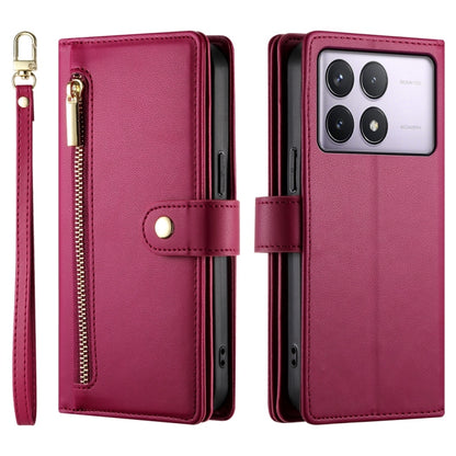 For Redmi K70 Nine Card-slot Zipper Wallet Bag Leather Phone Case(Red) - K70 Cases by PMC Jewellery | Online Shopping South Africa | PMC Jewellery | Buy Now Pay Later Mobicred