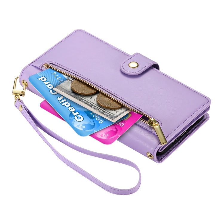 For Redmi K70 Nine Card-slot Zipper Wallet Bag Leather Phone Case(Purple) - K70 Cases by PMC Jewellery | Online Shopping South Africa | PMC Jewellery | Buy Now Pay Later Mobicred