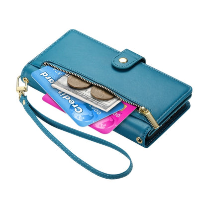 For Redmi K70 Ultra Nine Card-slot Zipper Wallet Bag Leather Phone Case(Blue) - Xiaomi Cases by PMC Jewellery | Online Shopping South Africa | PMC Jewellery | Buy Now Pay Later Mobicred