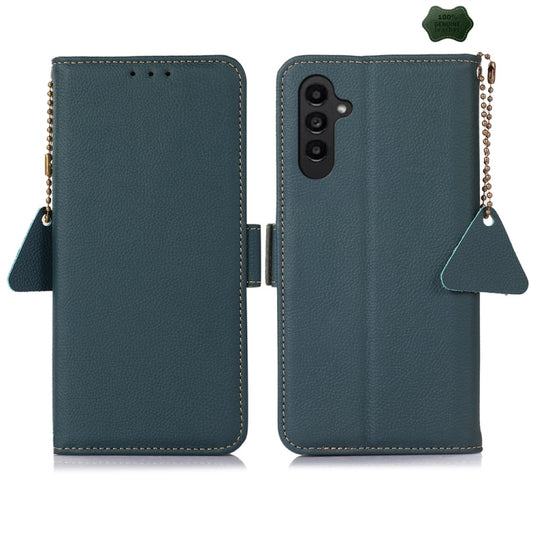 For Samsung Galaxy S24 FE 5G Side-Magnetic TJ Genuine Leather RFID Phone Case(Green) - Galaxy S24 FE 5G Cases by PMC Jewellery | Online Shopping South Africa | PMC Jewellery | Buy Now Pay Later Mobicred