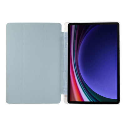 For Samsung Galaxy Tab S9 / S9 FE Carbon Fiber Clear Acrylic 3-Fold Leather Tablet Case(Blue) - Galaxy Tab S9 Cases by PMC Jewellery | Online Shopping South Africa | PMC Jewellery | Buy Now Pay Later Mobicred