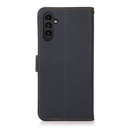 For Samsung Galaxy S24 FE 5G KHAZNEH Custer Genuine Leather RFID Phone Case(Blue) - Galaxy S23 FE 5G Cases by PMC Jewellery | Online Shopping South Africa | PMC Jewellery | Buy Now Pay Later Mobicred