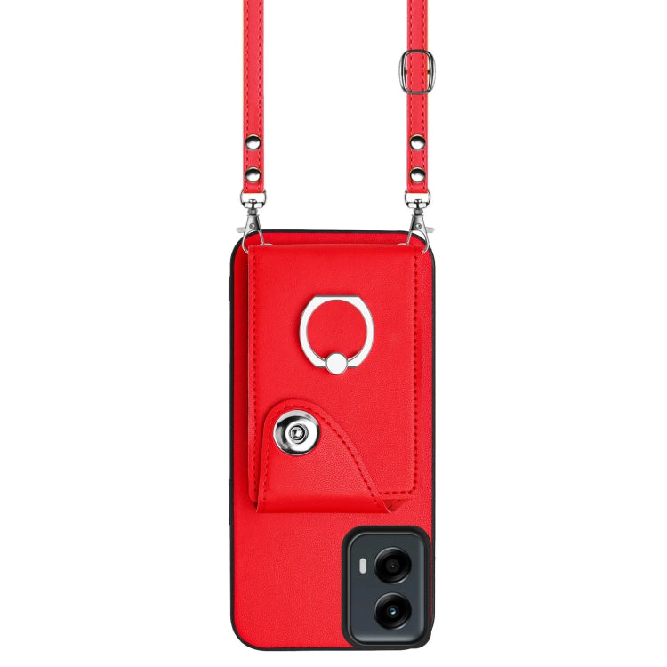 For Motorola Moto G 5G 2024 Organ Card Bag Ring Holder Phone Case with Long Lanyard(Red) - Motorola Cases by PMC Jewellery | Online Shopping South Africa | PMC Jewellery | Buy Now Pay Later Mobicred