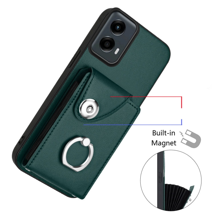 For Motorola Moto G 5G 2024 Organ Card Bag Ring Holder Phone Case with Long Lanyard(Green) - Motorola Cases by PMC Jewellery | Online Shopping South Africa | PMC Jewellery | Buy Now Pay Later Mobicred