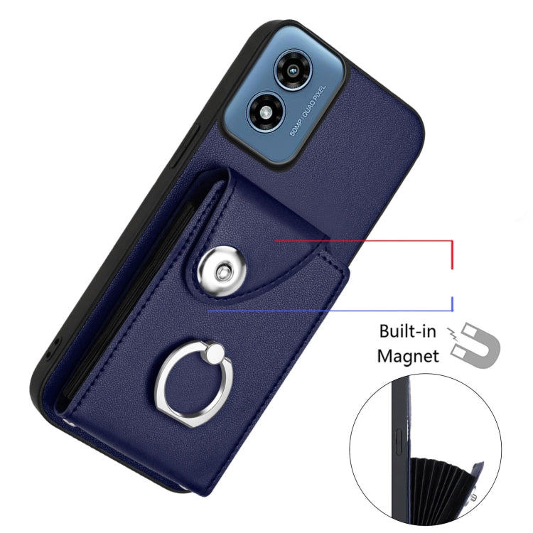 For Motorola Moto G Play 2024 5G Organ Card Bag Ring Holder Phone Case with Long Lanyard(Blue) - Motorola Cases by PMC Jewellery | Online Shopping South Africa | PMC Jewellery | Buy Now Pay Later Mobicred