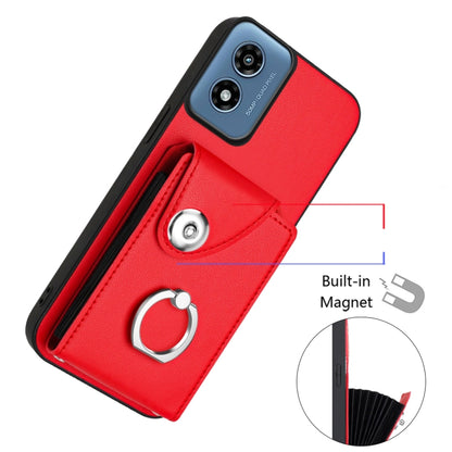 For Motorola Moto G Play 2024 5G Organ Card Bag Ring Holder Phone Case with Long Lanyard(Red) - Motorola Cases by PMC Jewellery | Online Shopping South Africa | PMC Jewellery | Buy Now Pay Later Mobicred