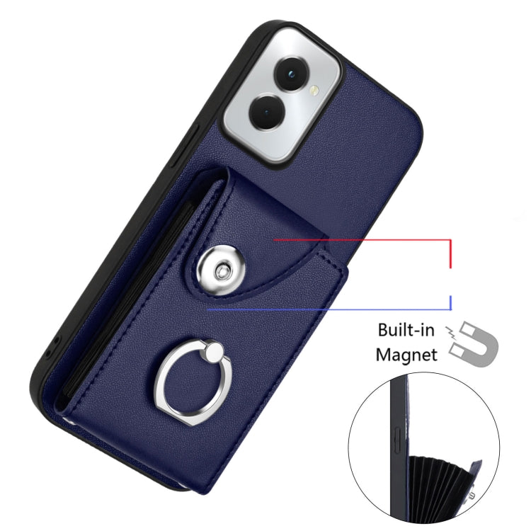 For Motorola Moto G Power 2024 5G Organ Card Bag Ring Holder Phone Case with Long Lanyard(Blue) - Motorola Cases by PMC Jewellery | Online Shopping South Africa | PMC Jewellery | Buy Now Pay Later Mobicred