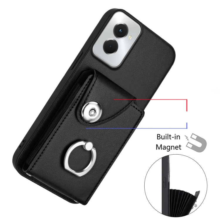 For Motorola Moto G Power 2024 5G Organ Card Bag Ring Holder Phone Case with Long Lanyard(Black) - Motorola Cases by PMC Jewellery | Online Shopping South Africa | PMC Jewellery | Buy Now Pay Later Mobicred