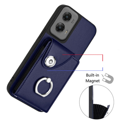 For Motorola Moto G Stylus 5G 2024 Organ Card Bag Ring Holder Phone Case with Long Lanyard(Blue) - Motorola Cases by PMC Jewellery | Online Shopping South Africa | PMC Jewellery | Buy Now Pay Later Mobicred