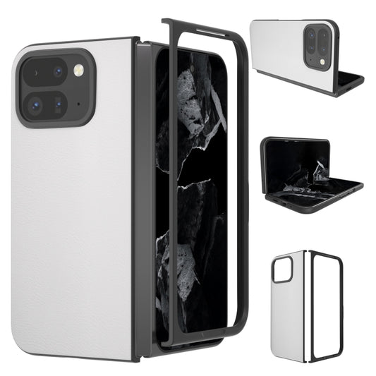 For Google Pixel 9 Pro Fold PU Leather Black Frame Full Coverage Phone Case(White) - Google Cases by PMC Jewellery | Online Shopping South Africa | PMC Jewellery | Buy Now Pay Later Mobicred