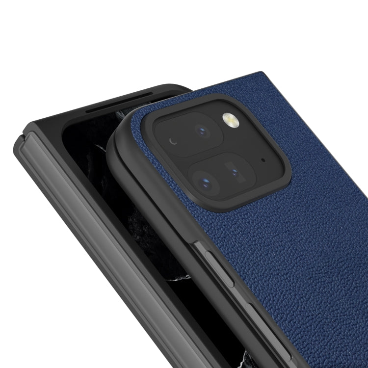 For Google Pixel 9 Pro Fold ABEEL Genuine Leather Luolai Series Phone Case(Dark Blue) - Google Cases by PMC Jewellery | Online Shopping South Africa | PMC Jewellery | Buy Now Pay Later Mobicred