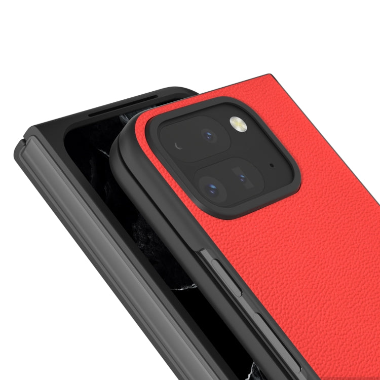 For Google Pixel 9 Pro Fold ABEEL Genuine Leather Luolai Series Phone Case(Red) - Google Cases by PMC Jewellery | Online Shopping South Africa | PMC Jewellery | Buy Now Pay Later Mobicred