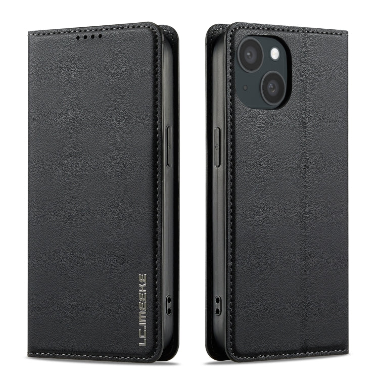 For iPhone 15 LC.IMEEKE L1 Series Frosted Fine Texture PU Phone Case(Black) - iPhone 15 Cases by LC.IMEEKE | Online Shopping South Africa | PMC Jewellery | Buy Now Pay Later Mobicred