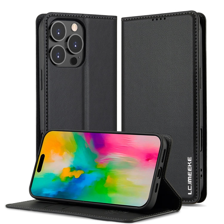 For iPhone 16 Pro Max LC.IMEEKE L1 Series Frosted Fine Texture PU Phone Case(Black) - iPhone 16 Pro Max Cases by LC.IMEEKE | Online Shopping South Africa | PMC Jewellery | Buy Now Pay Later Mobicred