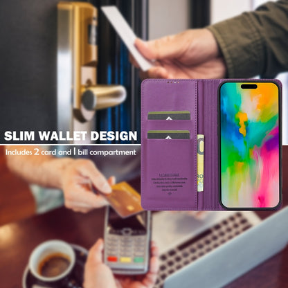 For iPhone 16 Pro Max LC.IMEEKE L1 Series Frosted Fine Texture PU Phone Case(Purple) - iPhone 16 Pro Max Cases by LC.IMEEKE | Online Shopping South Africa | PMC Jewellery | Buy Now Pay Later Mobicred