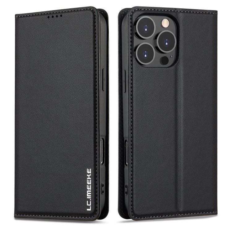 For iPhone 16 Pro LC.IMEEKE L1 Series Frosted Fine Texture PU Phone Case(Black) - iPhone 16 Pro Cases by LC.IMEEKE | Online Shopping South Africa | PMC Jewellery | Buy Now Pay Later Mobicred