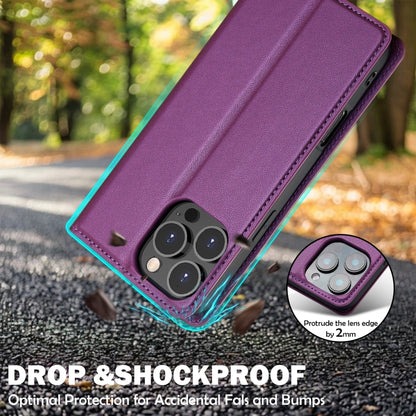 For iPhone 16 Pro LC.IMEEKE L1 Series Frosted Fine Texture PU Phone Case(Purple) - iPhone 16 Pro Cases by LC.IMEEKE | Online Shopping South Africa | PMC Jewellery | Buy Now Pay Later Mobicred