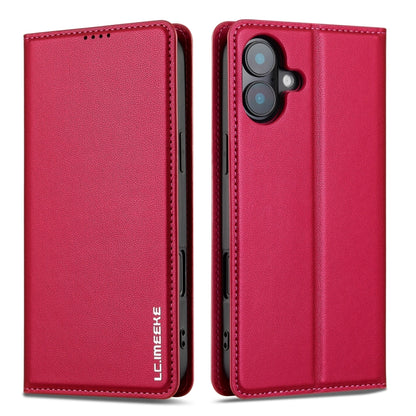 For iPhone 16 LC.IMEEKE L1 Series Frosted Fine Texture PU Phone Case(Red) - iPhone 16 Cases by LC.IMEEKE | Online Shopping South Africa | PMC Jewellery | Buy Now Pay Later Mobicred