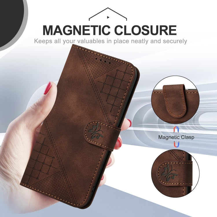 For Google Pixel 9 Pro XL YX0080 Grid Butterfly Embossed Pattern Flip Leather Phone Case with Lanyard(Coffee) - Google Cases by PMC Jewellery | Online Shopping South Africa | PMC Jewellery | Buy Now Pay Later Mobicred