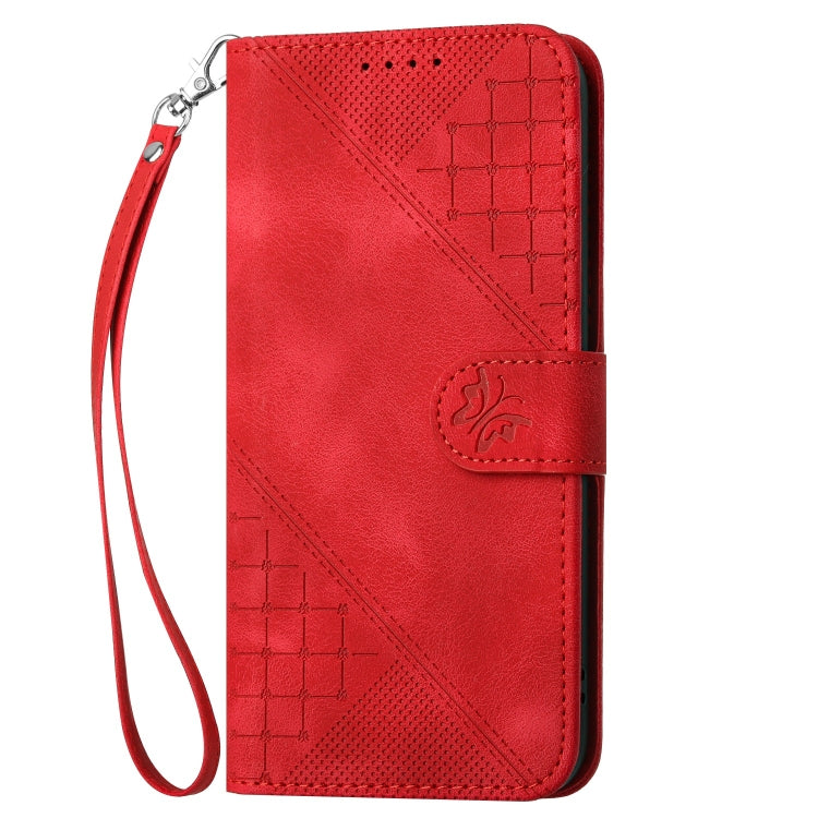 For Google Pixel 9 / 9 Pro YX0080 Grid Butterfly Embossed Pattern Flip Leather Phone Case with Lanyard(Red) - Google Cases by PMC Jewellery | Online Shopping South Africa | PMC Jewellery | Buy Now Pay Later Mobicred