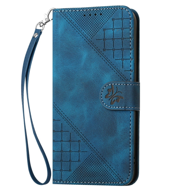 For Motorola Moto G Power 5G 2024 YX0080 Grid Butterfly Embossed Pattern Flip Leather Phone Case with Lanyard(Dark Blue) - Motorola Cases by PMC Jewellery | Online Shopping South Africa | PMC Jewellery | Buy Now Pay Later Mobicred