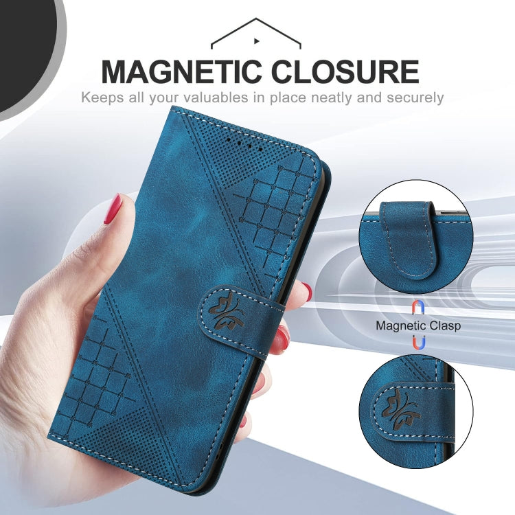 For Motorola Moto G Power 5G 2024 YX0080 Grid Butterfly Embossed Pattern Flip Leather Phone Case with Lanyard(Dark Blue) - Motorola Cases by PMC Jewellery | Online Shopping South Africa | PMC Jewellery | Buy Now Pay Later Mobicred