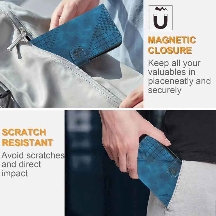 For Motorola Moto G Power 5G 2024 YX0080 Grid Butterfly Embossed Pattern Flip Leather Phone Case with Lanyard(Dark Blue) - Motorola Cases by PMC Jewellery | Online Shopping South Africa | PMC Jewellery | Buy Now Pay Later Mobicred