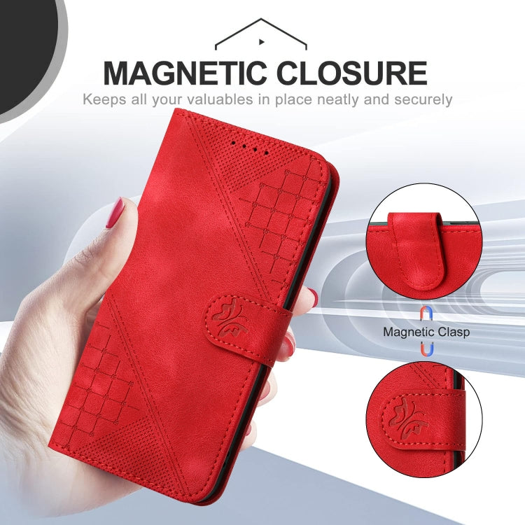 For Motorola Moto G Stylus 5G 2024 YX0080 Grid Butterfly Embossed Pattern Flip Leather Phone Case with Lanyard(Red) - Motorola Cases by PMC Jewellery | Online Shopping South Africa | PMC Jewellery | Buy Now Pay Later Mobicred