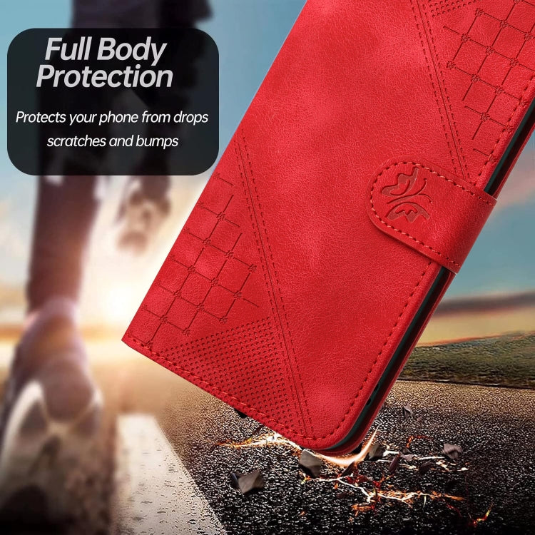 For Motorola Moto G Stylus 5G 2024 YX0080 Grid Butterfly Embossed Pattern Flip Leather Phone Case with Lanyard(Red) - Motorola Cases by PMC Jewellery | Online Shopping South Africa | PMC Jewellery | Buy Now Pay Later Mobicred