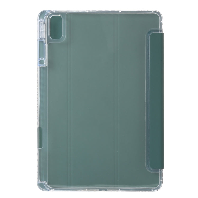 For Huawei Matepad SE 11 2024 Clear Acrylic 3-Fold Leather Tablet Case(Dark Green) - Huawei by PMC Jewellery | Online Shopping South Africa | PMC Jewellery | Buy Now Pay Later Mobicred