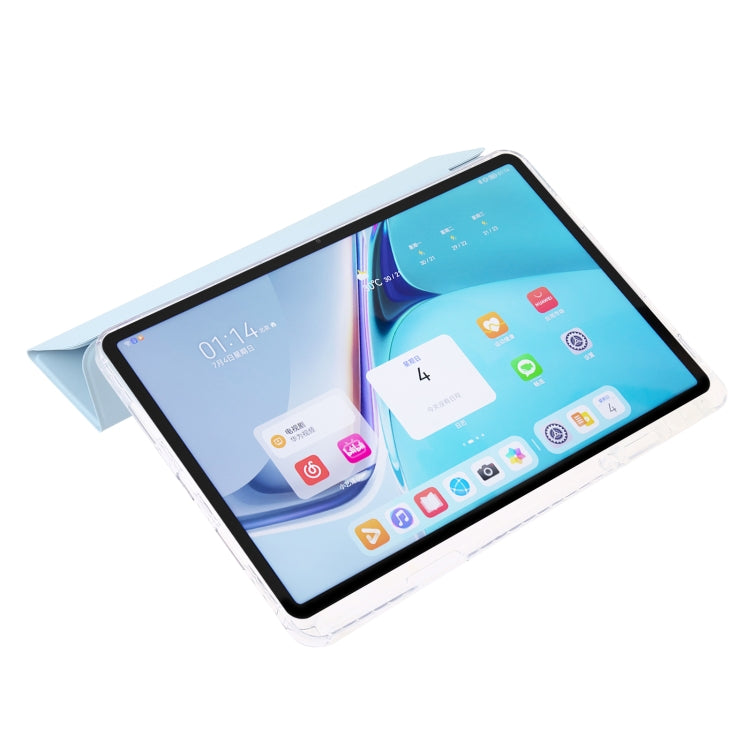 For Huawei Matepad SE 11 2024 Clear Acrylic 3-Fold Leather Tablet Case(Ice Blue) - Huawei by PMC Jewellery | Online Shopping South Africa | PMC Jewellery | Buy Now Pay Later Mobicred