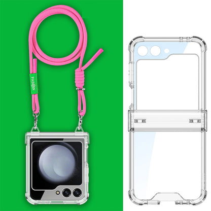 For Samsung Galaxy Z Flip5 GKK Airbag Hinge Full Coverage Phone Case with Crossbody Rope(Pink) - Galaxy Z Flip5 Cases by GKK | Online Shopping South Africa | PMC Jewellery | Buy Now Pay Later Mobicred