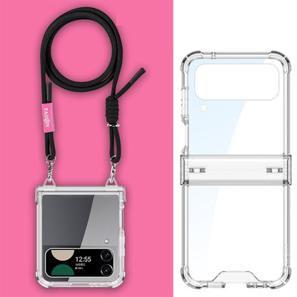 For Samsung Galaxy Z Flip4 GKK Airbag Hinge Full Coverage Phone Case with Crossbody Rope(Black) - Galaxy Z Flip4 5G Cases by GKK | Online Shopping South Africa | PMC Jewellery | Buy Now Pay Later Mobicred