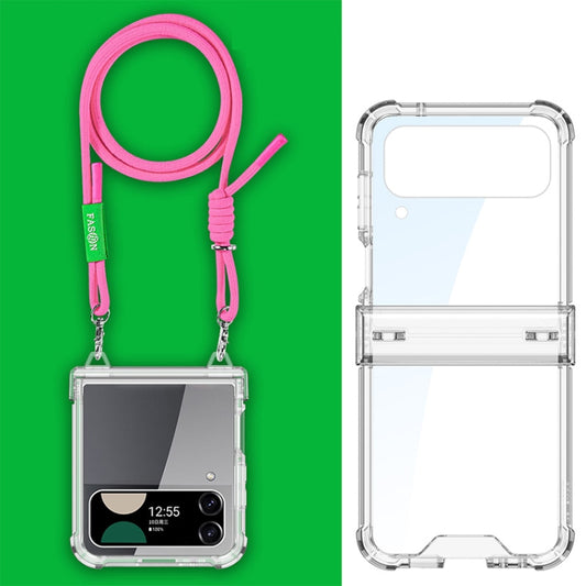 For Samsung Galaxy Z Flip4 GKK Airbag Hinge Full Coverage Phone Case with Crossbody Rope(Pink) - Galaxy Z Flip4 5G Cases by GKK | Online Shopping South Africa | PMC Jewellery | Buy Now Pay Later Mobicred