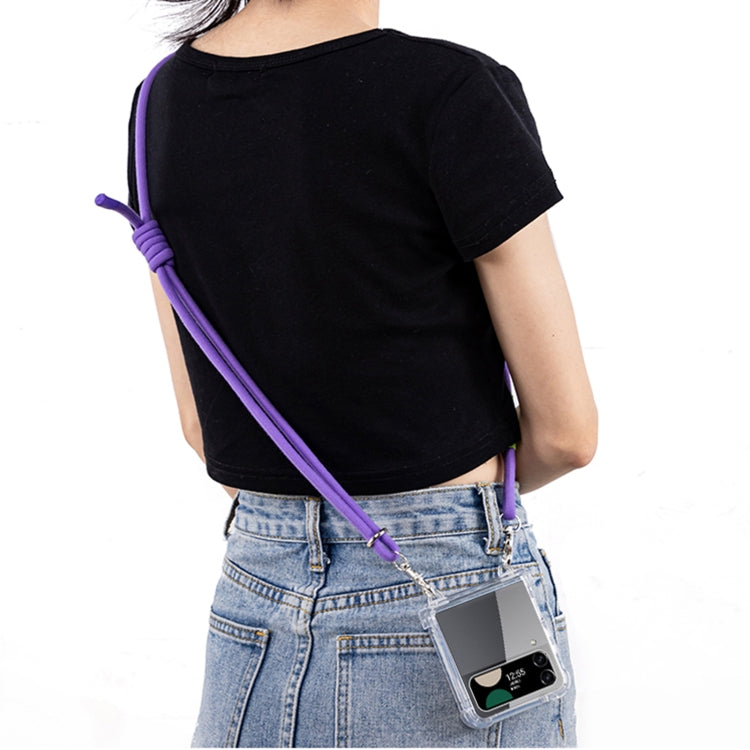 For Samsung Galaxy Z Flip4 GKK Airbag Hinge Full Coverage Phone Case with Crossbody Rope(Purple) - Galaxy Z Flip4 5G Cases by GKK | Online Shopping South Africa | PMC Jewellery | Buy Now Pay Later Mobicred