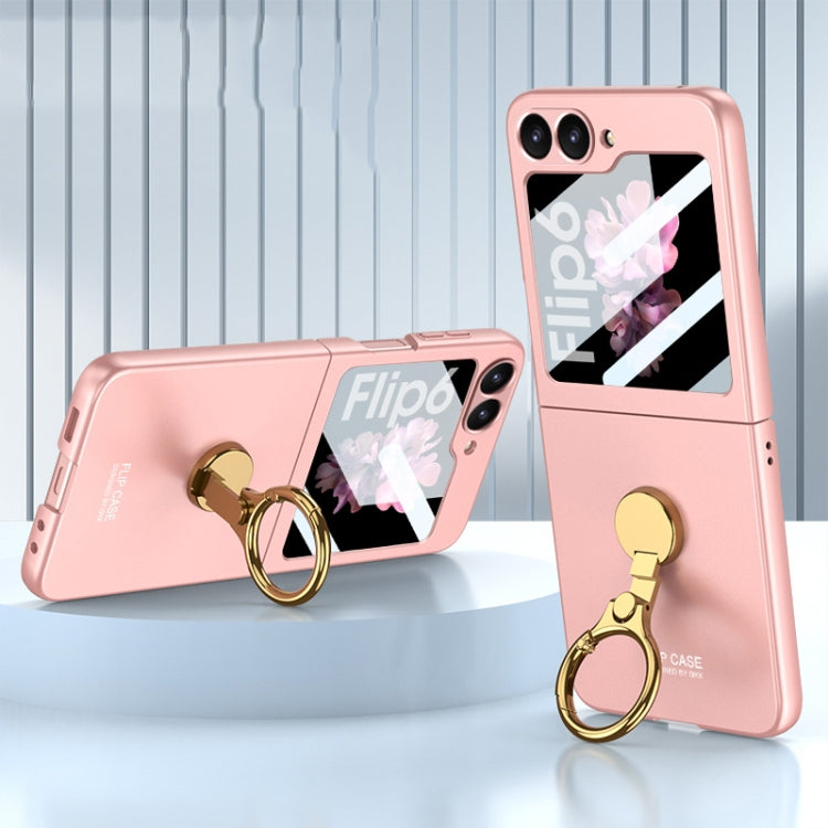 For Samsung Galaxy Z Flip6 GKK Integrated Ultra-thin Triaxial Ring Holder PC Phone Case(Pink) - Galaxy Z Flip6 5G Cases by GKK | Online Shopping South Africa | PMC Jewellery | Buy Now Pay Later Mobicred