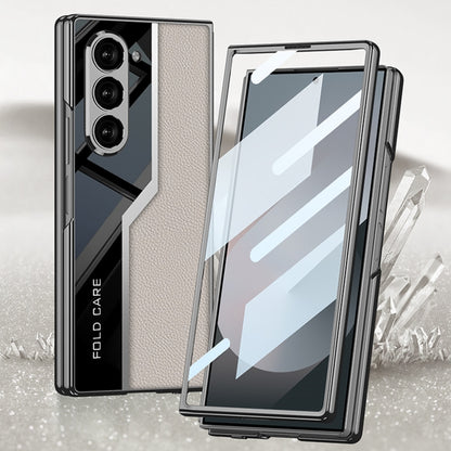 For Samsung Galaxy Z Fold6 GKK Integrated Plating TPU + Leather Supercar Full Coverage Phone Case(Grey) - Galaxy Z Fold6 5G Cases by GKK | Online Shopping South Africa | PMC Jewellery | Buy Now Pay Later Mobicred