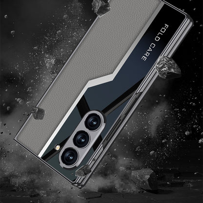 For Samsung Galaxy Z Fold6 GKK Integrated Plating TPU + Leather Supercar Full Coverage Phone Case(Titanium Grey) - Galaxy Z Fold6 5G Cases by GKK | Online Shopping South Africa | PMC Jewellery | Buy Now Pay Later Mobicred