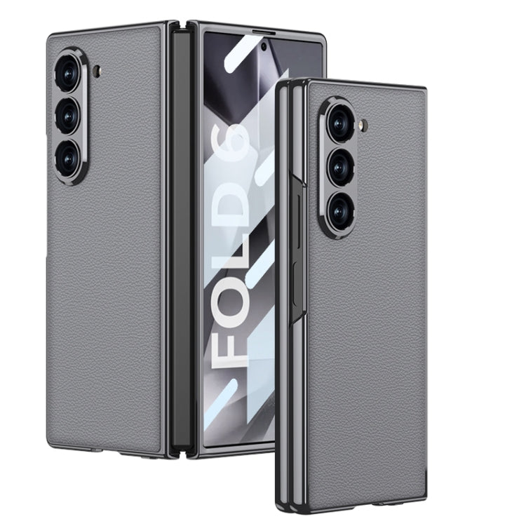 For Samsung Galaxy Z Fold6 GKK Integrated Plating Leather Full Coverage Phone Case(Grey) - Galaxy Z Fold6 5G Cases by GKK | Online Shopping South Africa | PMC Jewellery | Buy Now Pay Later Mobicred