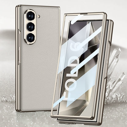 For Samsung Galaxy Z Fold6 GKK Integrated Plating Leather Full Coverage Phone Case(Grey) - Galaxy Z Fold6 5G Cases by GKK | Online Shopping South Africa | PMC Jewellery | Buy Now Pay Later Mobicred