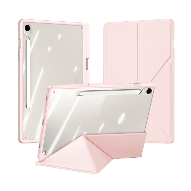 For Samsung Galaxy Tab S9 / S9 FE DUX DUCIS Magi Series Smart Leather Tablet Case(Pink) - Galaxy Tab S9 Cases by DUX DUCIS | Online Shopping South Africa | PMC Jewellery | Buy Now Pay Later Mobicred