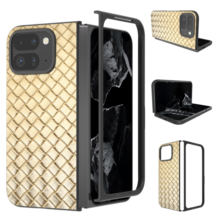 For Google Pixel 9 Pro Fold Black Frame Woven Texture PU Phone Case(Gold) - Google Cases by PMC Jewellery | Online Shopping South Africa | PMC Jewellery | Buy Now Pay Later Mobicred