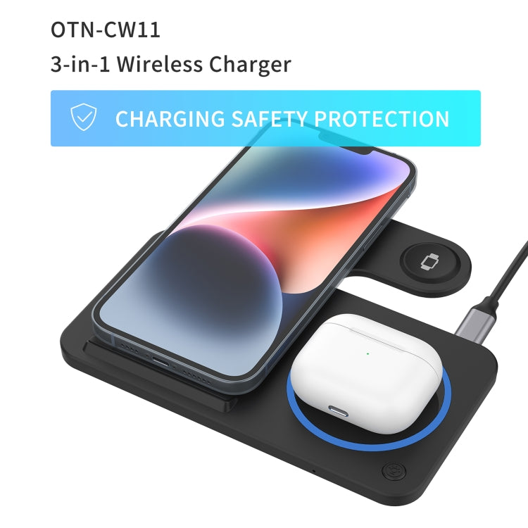 Onten CW11 3 in 1 Folding Wireless Charging(Black) - Wireless Charger by Onten | Online Shopping South Africa | PMC Jewellery | Buy Now Pay Later Mobicred