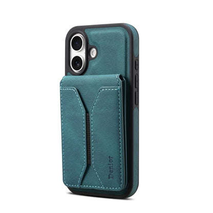 For iPhone 16 Denior D17 Skin Feel MagSafe Detachable Card Slot Phone Case(Blue) - iPhone 16 Cases by Denior | Online Shopping South Africa | PMC Jewellery | Buy Now Pay Later Mobicred