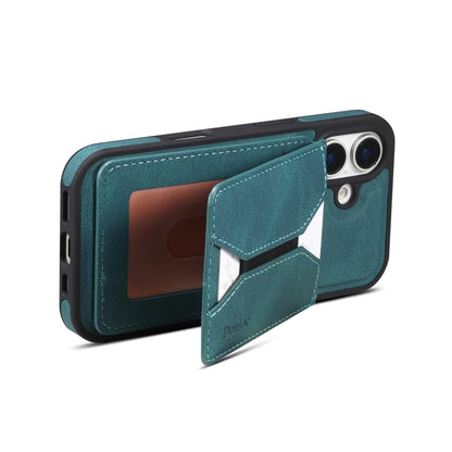 For iPhone 16 Denior D17 Skin Feel MagSafe Detachable Card Slot Phone Case(Blue) - iPhone 16 Cases by Denior | Online Shopping South Africa | PMC Jewellery | Buy Now Pay Later Mobicred