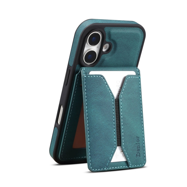 For iPhone 16 Denior D17 Skin Feel MagSafe Detachable Card Slot Phone Case(Blue) - iPhone 16 Cases by Denior | Online Shopping South Africa | PMC Jewellery | Buy Now Pay Later Mobicred