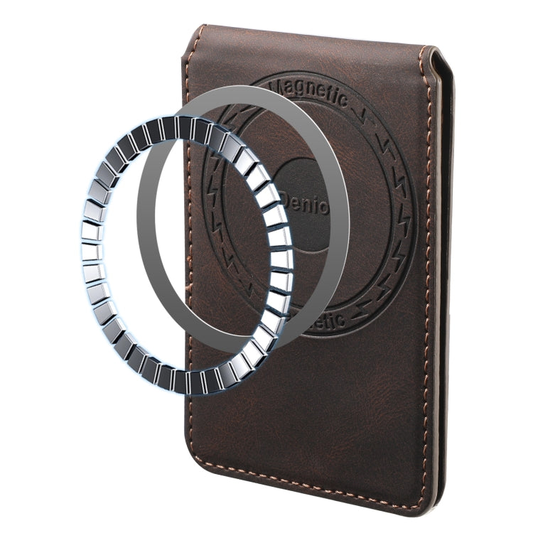 Denior V11 VV MagSafe Magnetic Phone PU Card Sleeve(Brown) - Others Accessories by Denior | Online Shopping South Africa | PMC Jewellery | Buy Now Pay Later Mobicred