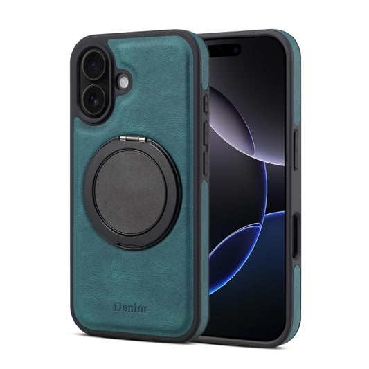 For iPhone 16 Plus Denior A14 Skin Feel Rotating Holder MagSafe Phone Case(Blue) - iPhone 16 Plus Cases by Denior | Online Shopping South Africa | PMC Jewellery | Buy Now Pay Later Mobicred